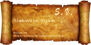 Simkovits Vince névjegykártya